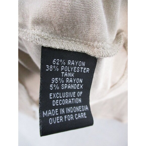 AB Studio Womens Poncho Top XL Beige With Lace Trim Rayon/Polyester Blend - Picture 3 of 7